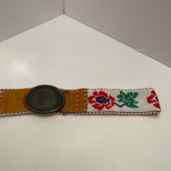 Vintage Kolcaco USA Floral Seed Bead Suede Belt with Designer Series D Buckle main image 4